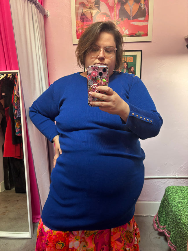 1980's Cobalt Sweater Dress - 2X - 4X