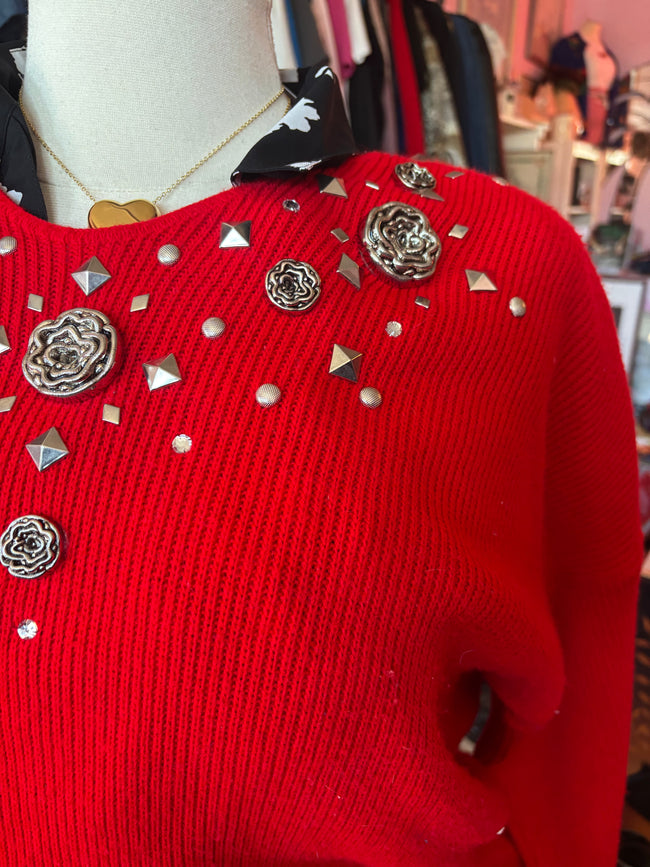 1980's Abstract Rose Sweater - 1X - 4X