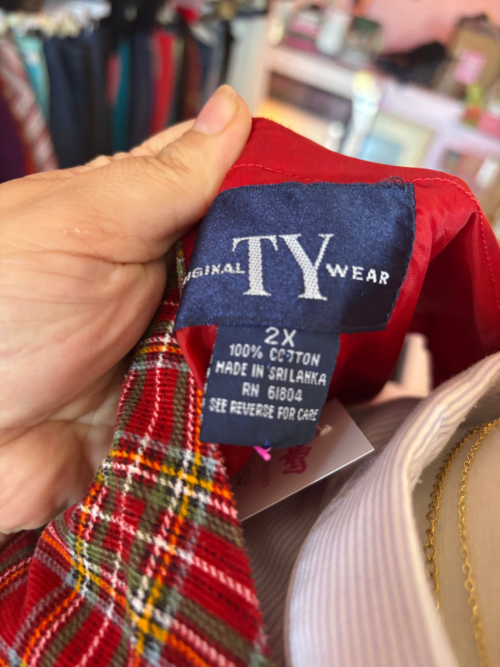 100% Cotton Tartan Jumper Dress - 2X