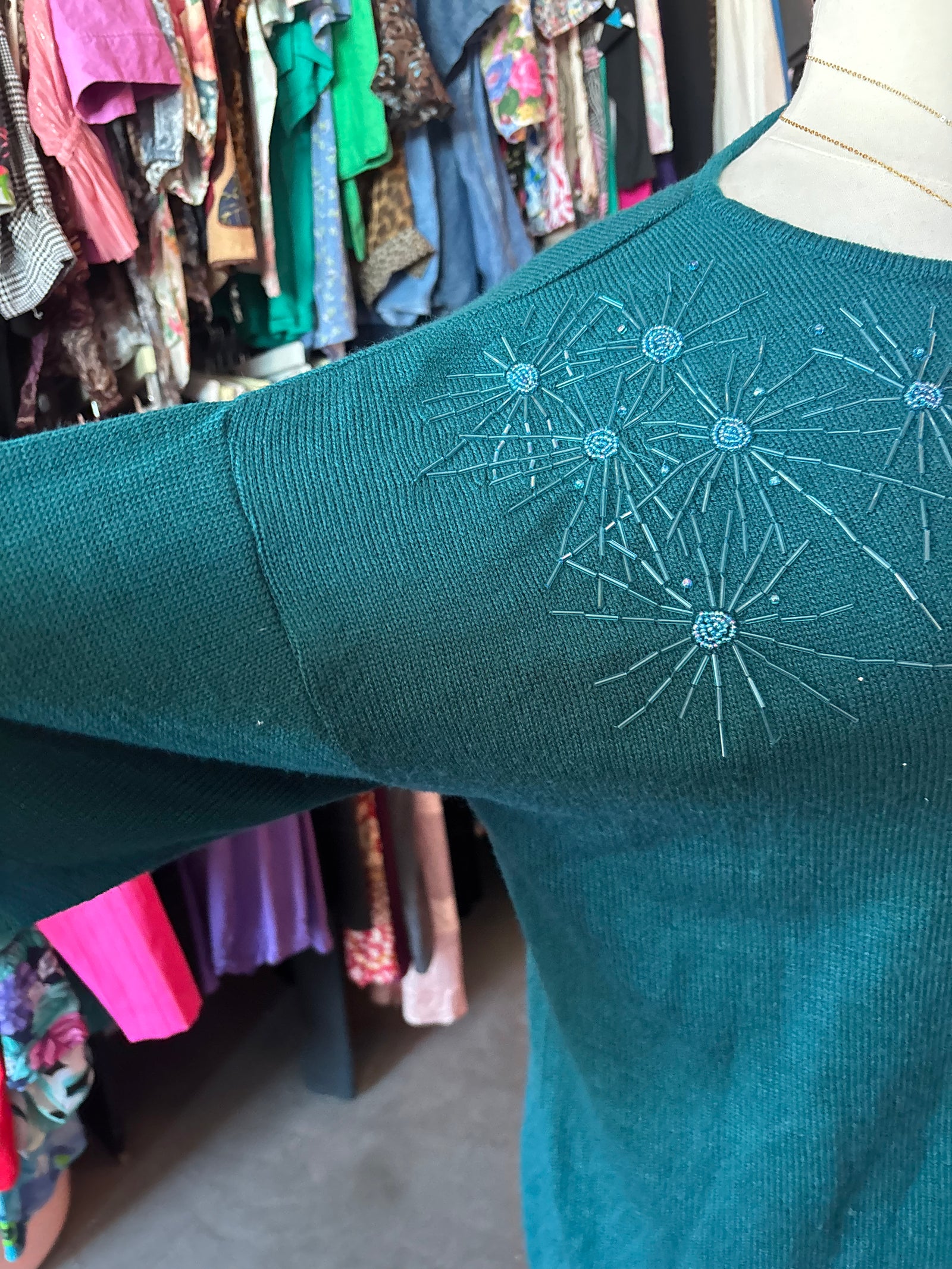 1980's Teal Sweater Dress - 2X - 5X