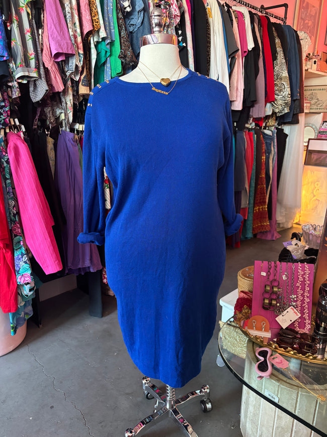 1980's Cobalt Sweater Dress - 2X - 4X