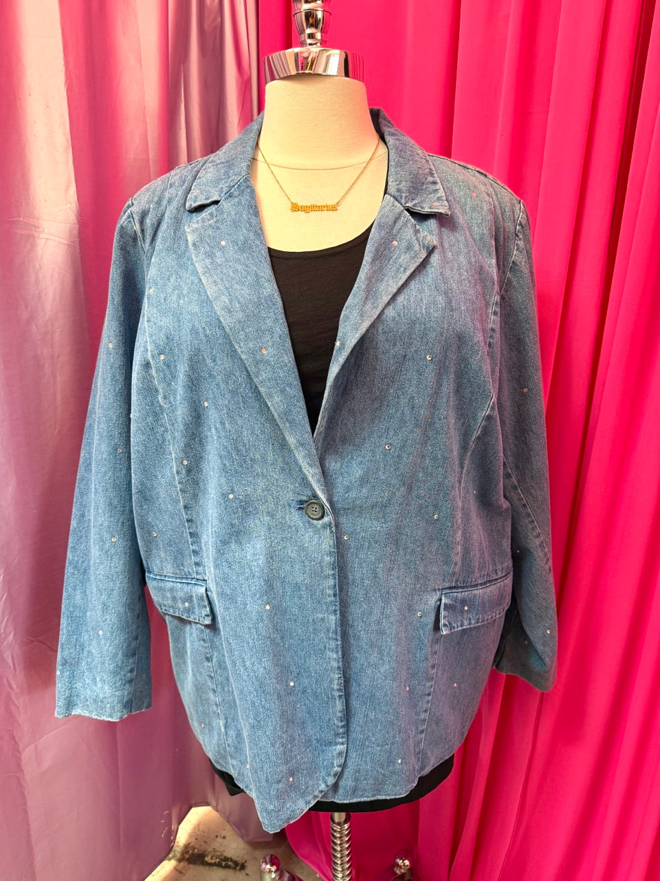 Dazzling Diva Denim and Rhinestone Blazer