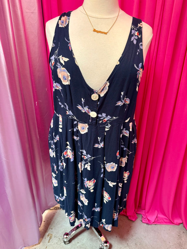 Y2K Artistic Roses Dress - Size 18 2X