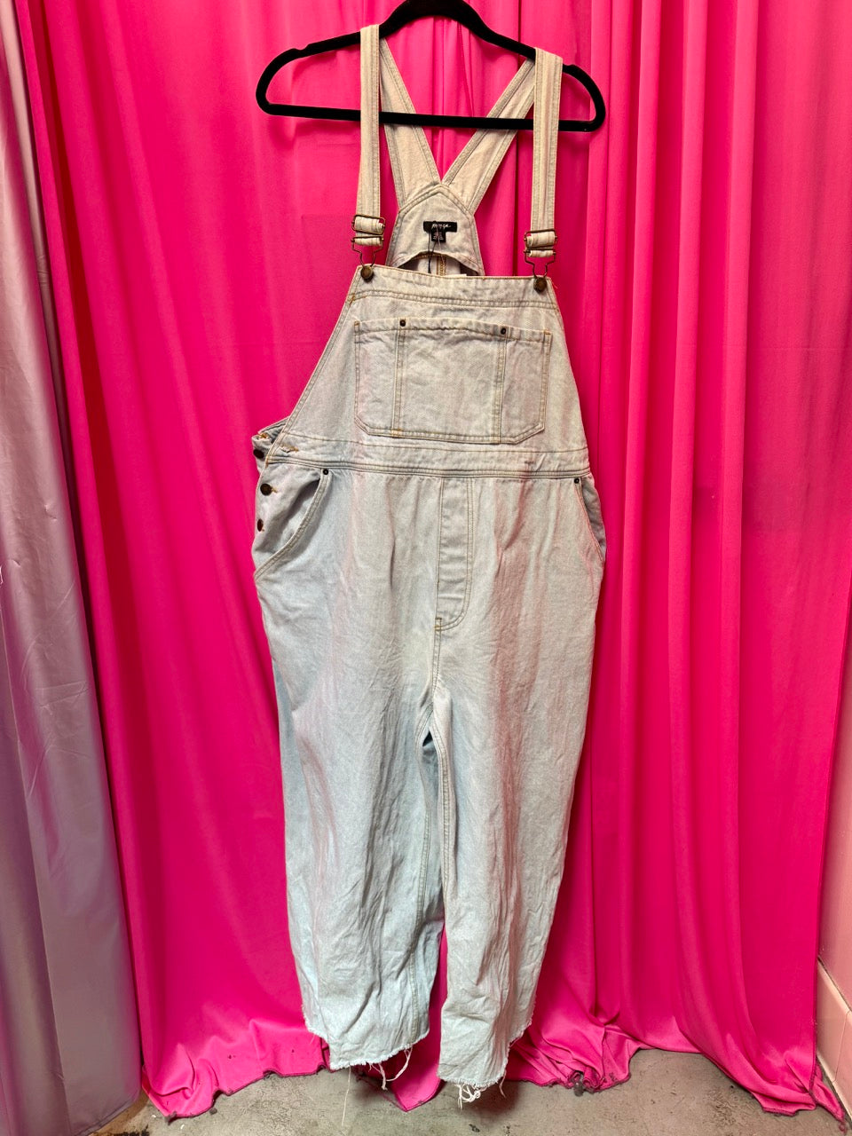 NastyGal Lightwash Overalls with Raw Hem
