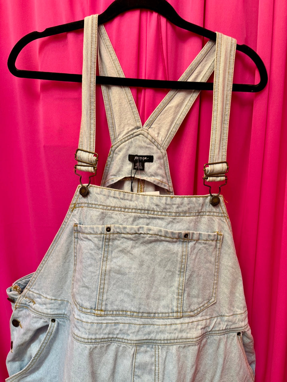 NastyGal Lightwash Overalls with Raw Hem