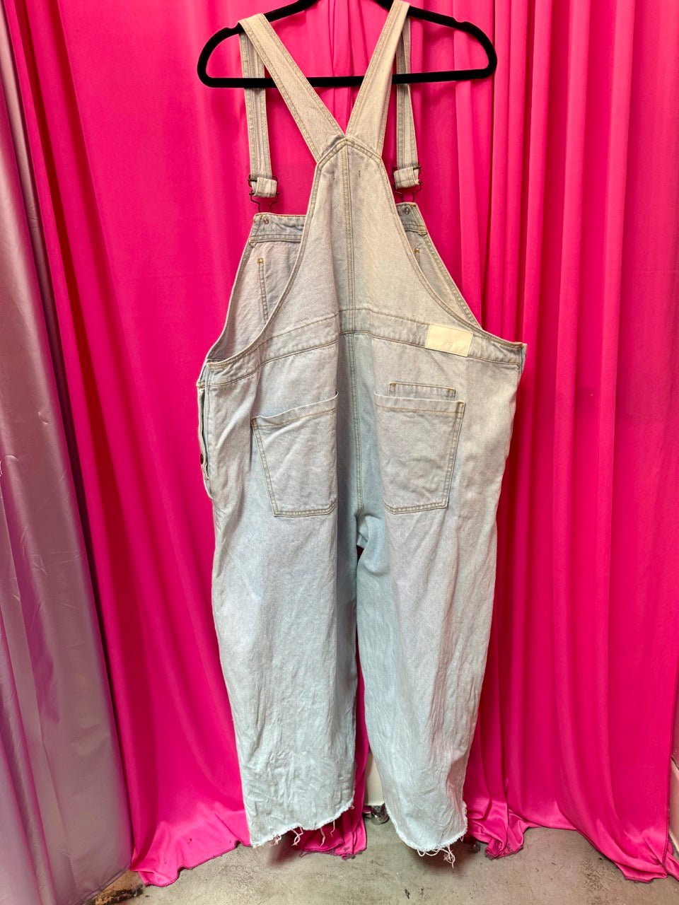 NastyGal Lightwash Overalls with Raw Hem