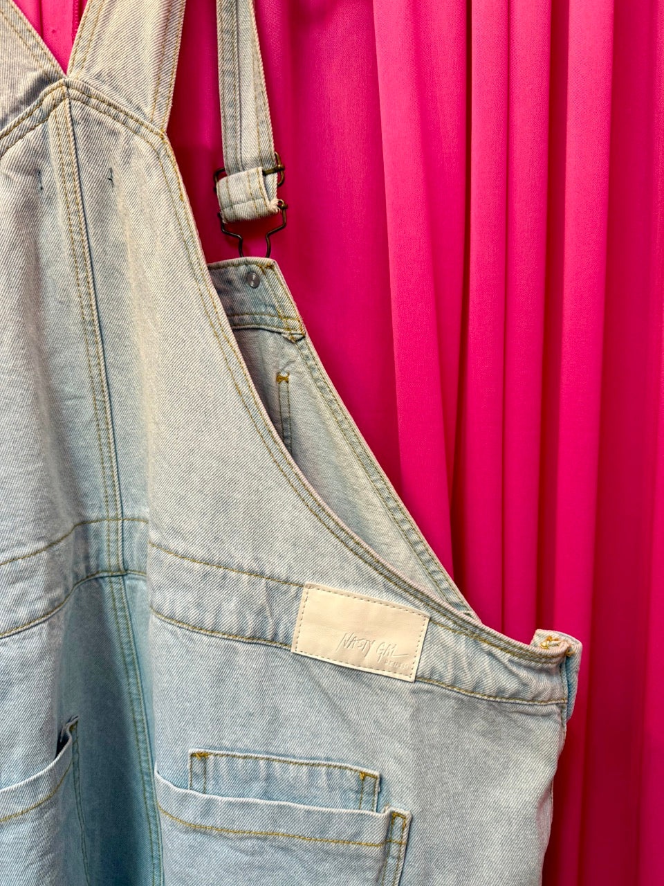 NastyGal Lightwash Overalls with Raw Hem