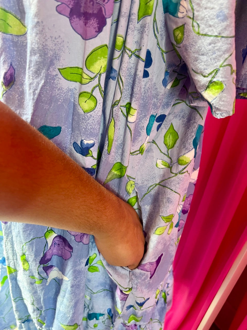 Purple Floral House Dress with Ruffle Hem - 3X/4X