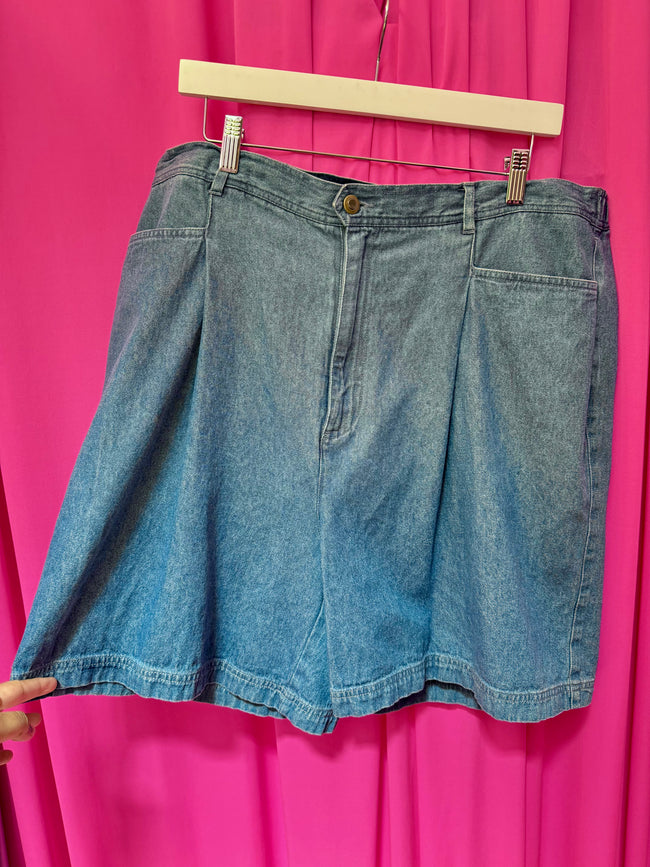 90s High Rise Pleated Denim Shorts