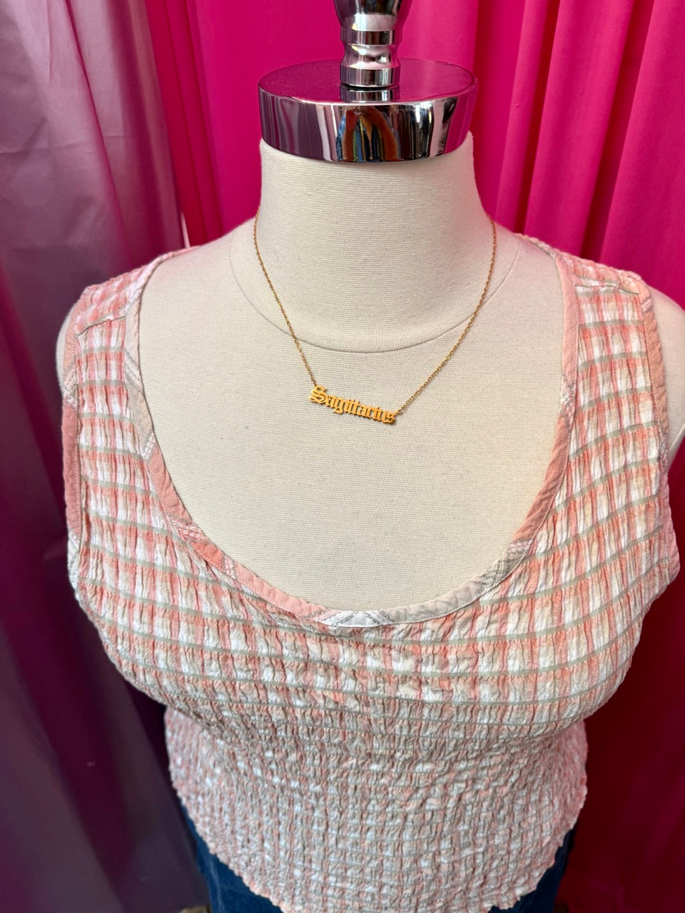 90s Peaches and Cream Shirred Sleeveless Top - 22/24