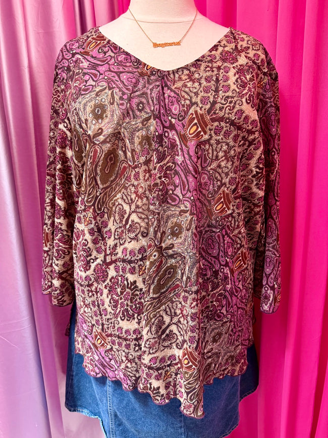 Damask Paisley Sheer Blouse - Size 30/32 5X