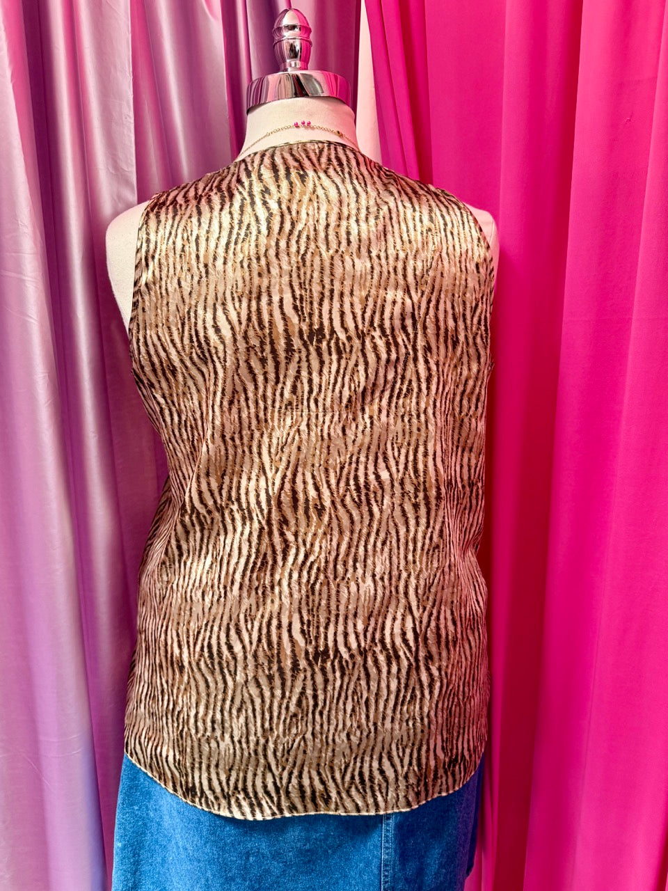 Y2K Lace and Satin Animal Print Top - 2X