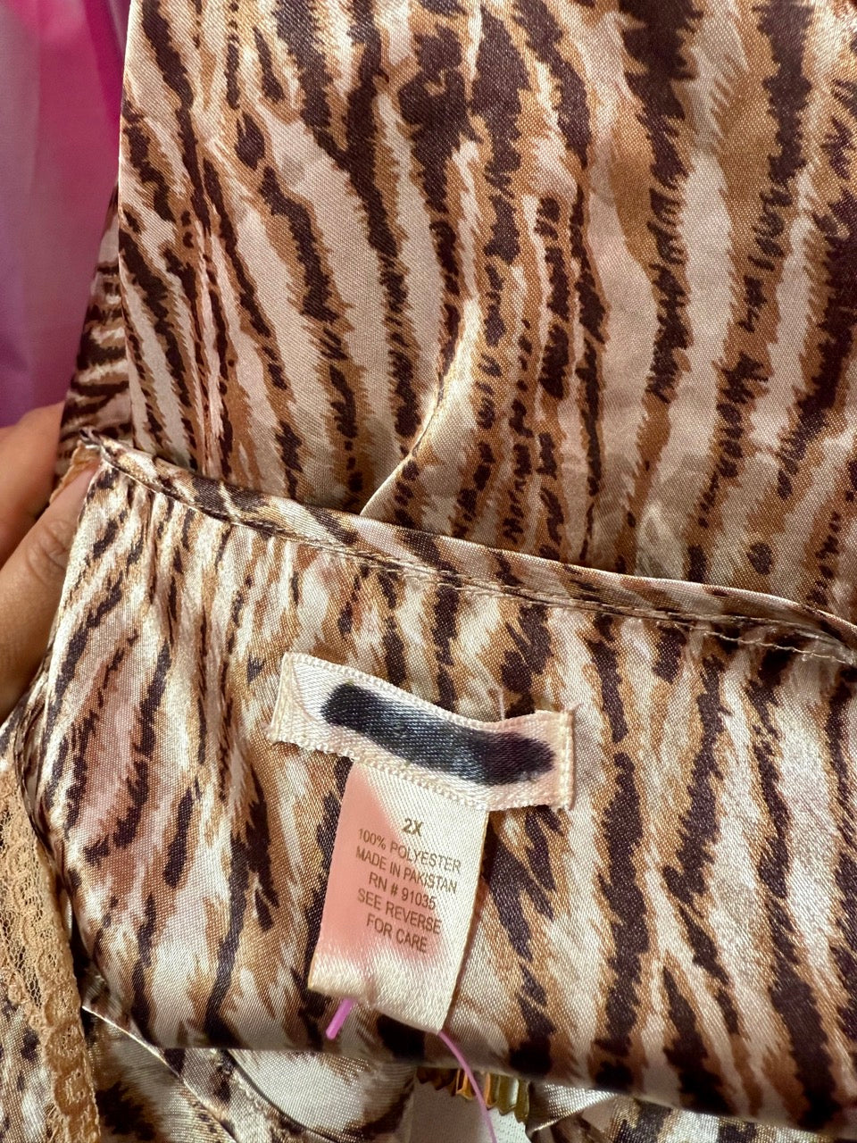 Y2K Lace and Satin Animal Print Top - 2X