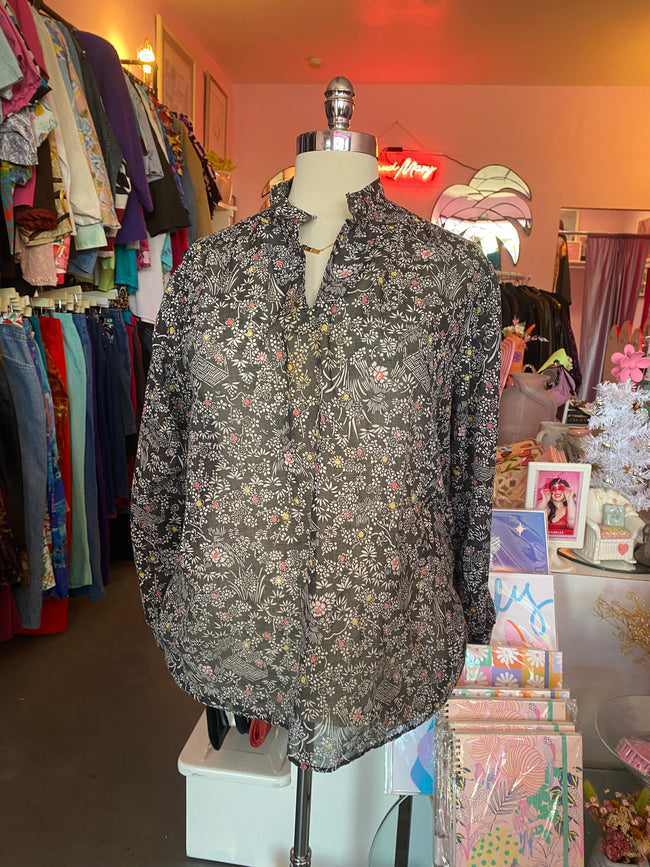 1960's Lane Bryant Sheer Floral Top