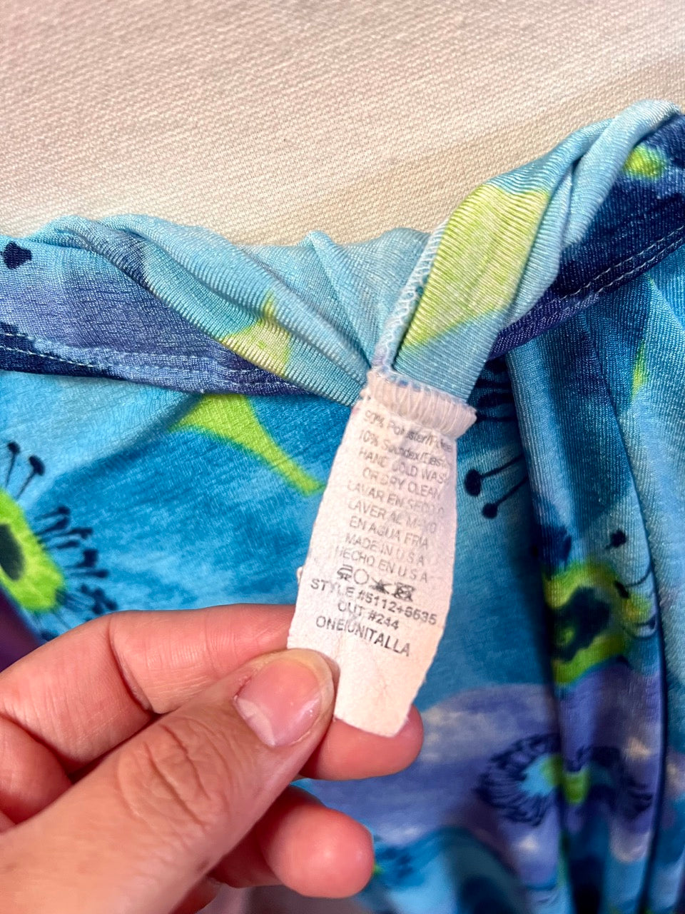 90s Stretchy Blue and Green Poppies Two Piece Set