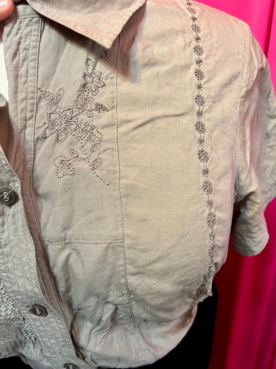 90s Avenue 100% Silk Textured Button Up Blouse - Size 18/20 2X