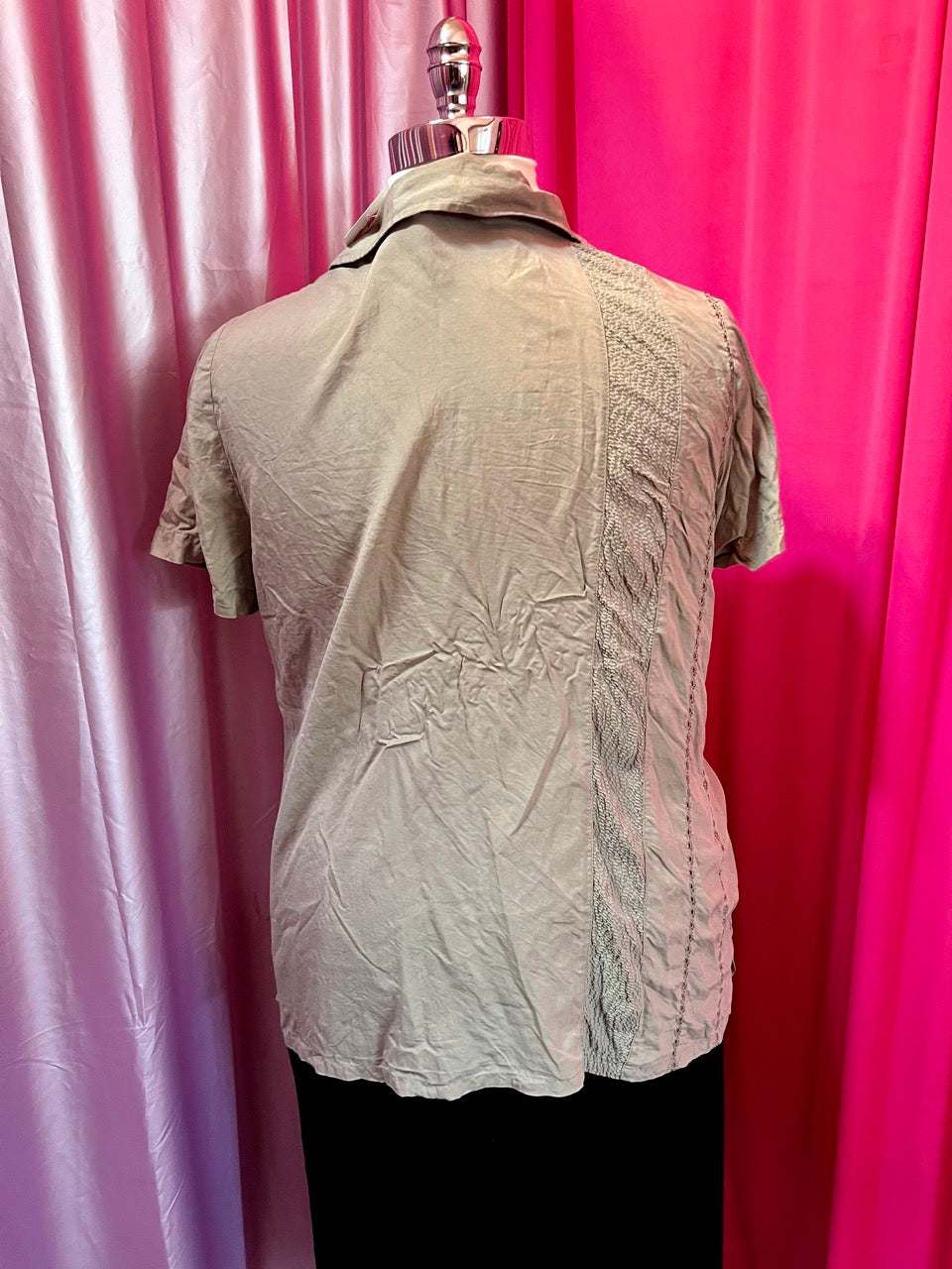 90s Avenue 100% Silk Textured Button Up Blouse - Size 18/20 2X