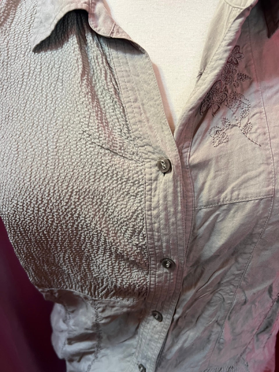 90s Avenue 100% Silk Textured Button Up Blouse - Size 18/20 2X