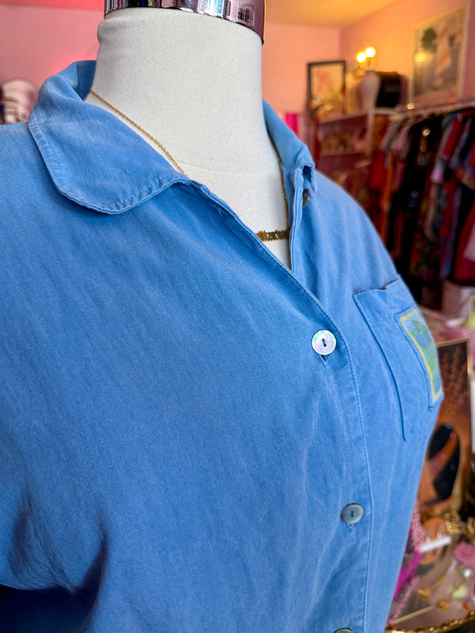 Palm Patch Blue Button Down
