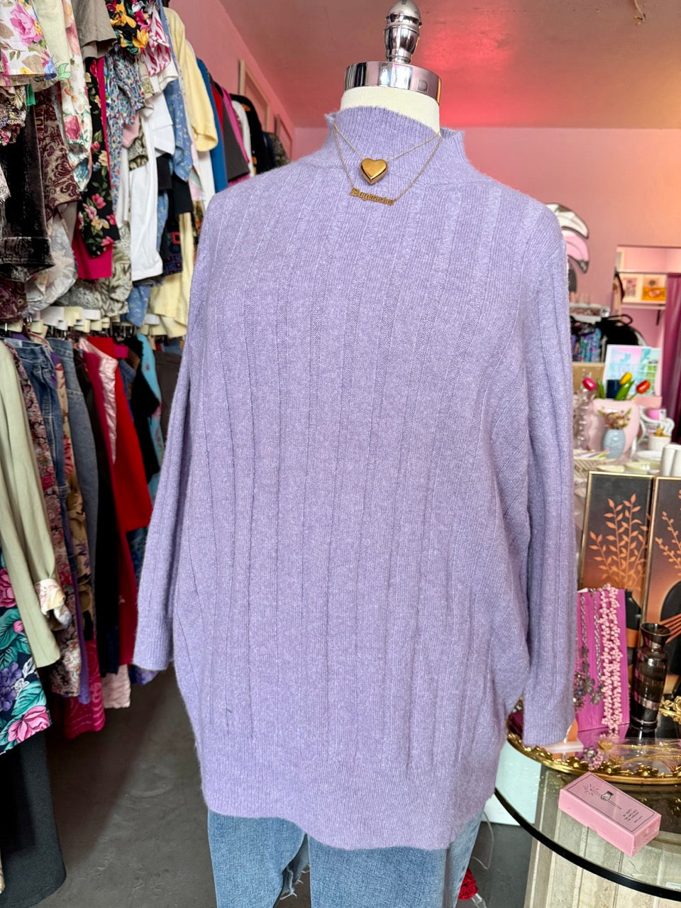 Let's Get Cozy Purple Mock Neck Sweater - Size 1 (Torrid)