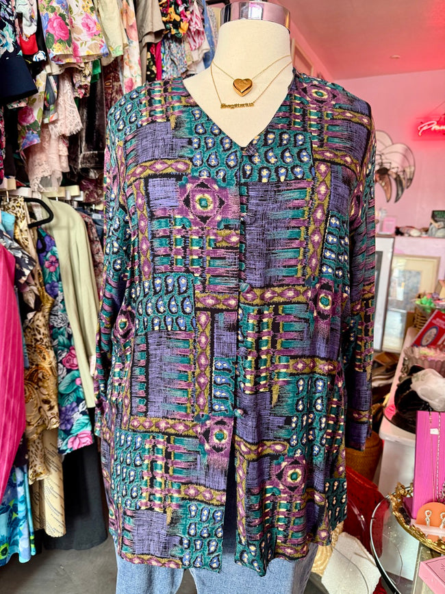 80's Deadstock Coffee Shop Blouse - Size 2X