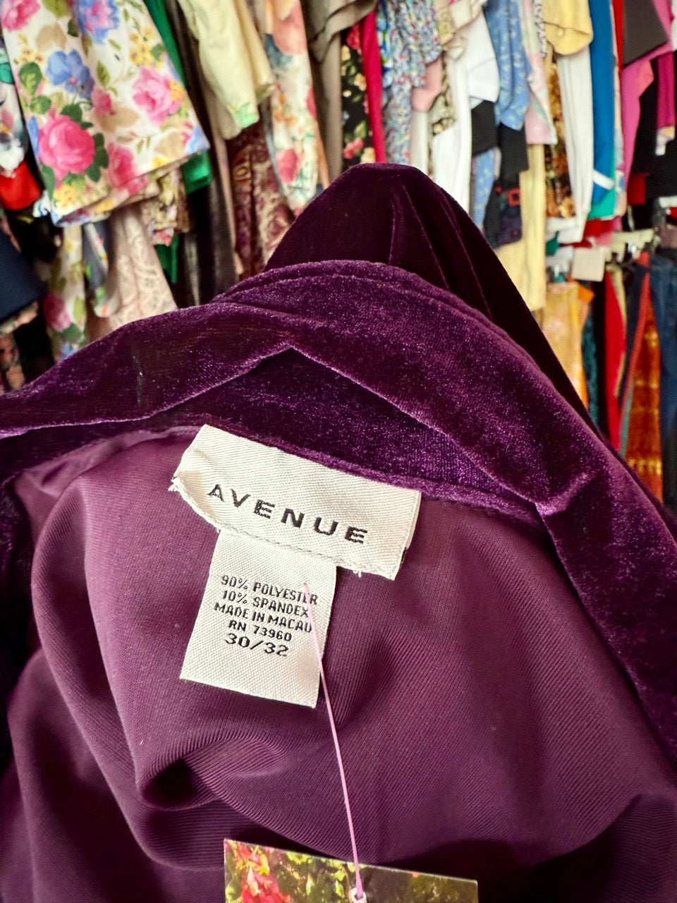 Y2K Velvet Eggplant Button Up - Size 30/32