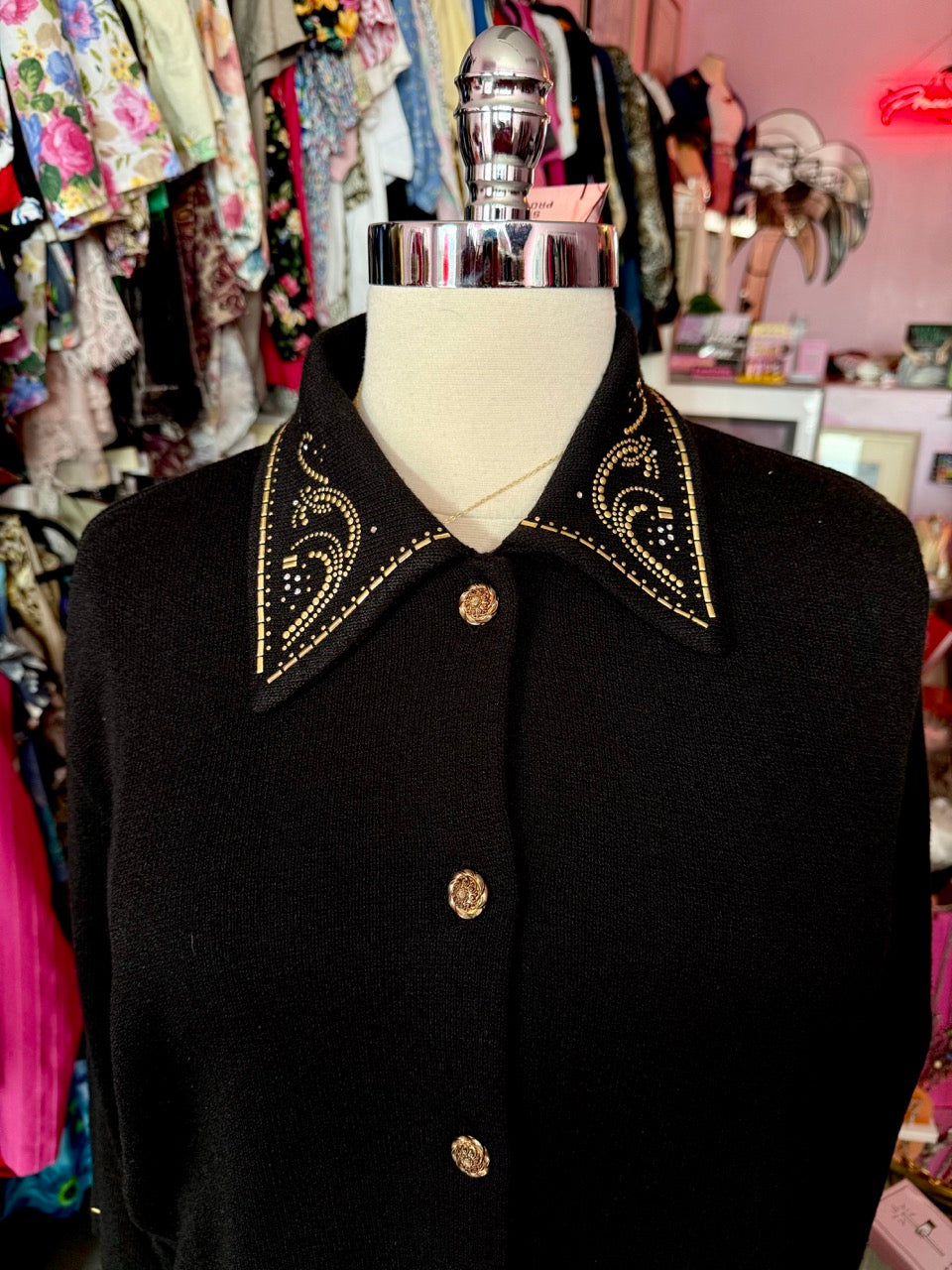 80s Golden Roses Knit Sweater Set - Size 3X