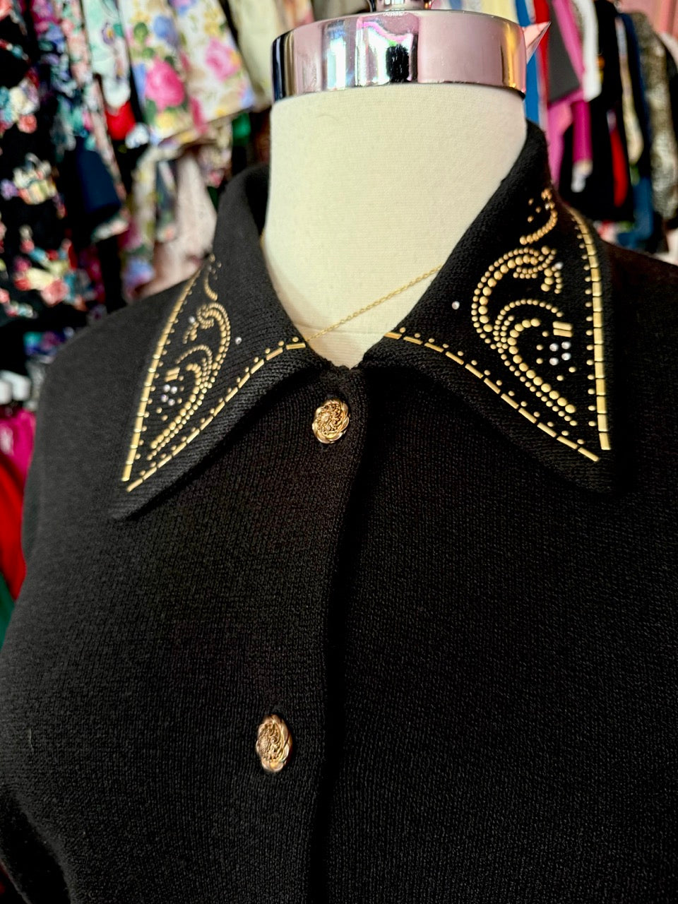 80s Golden Roses Knit Sweater Set - Size 3X