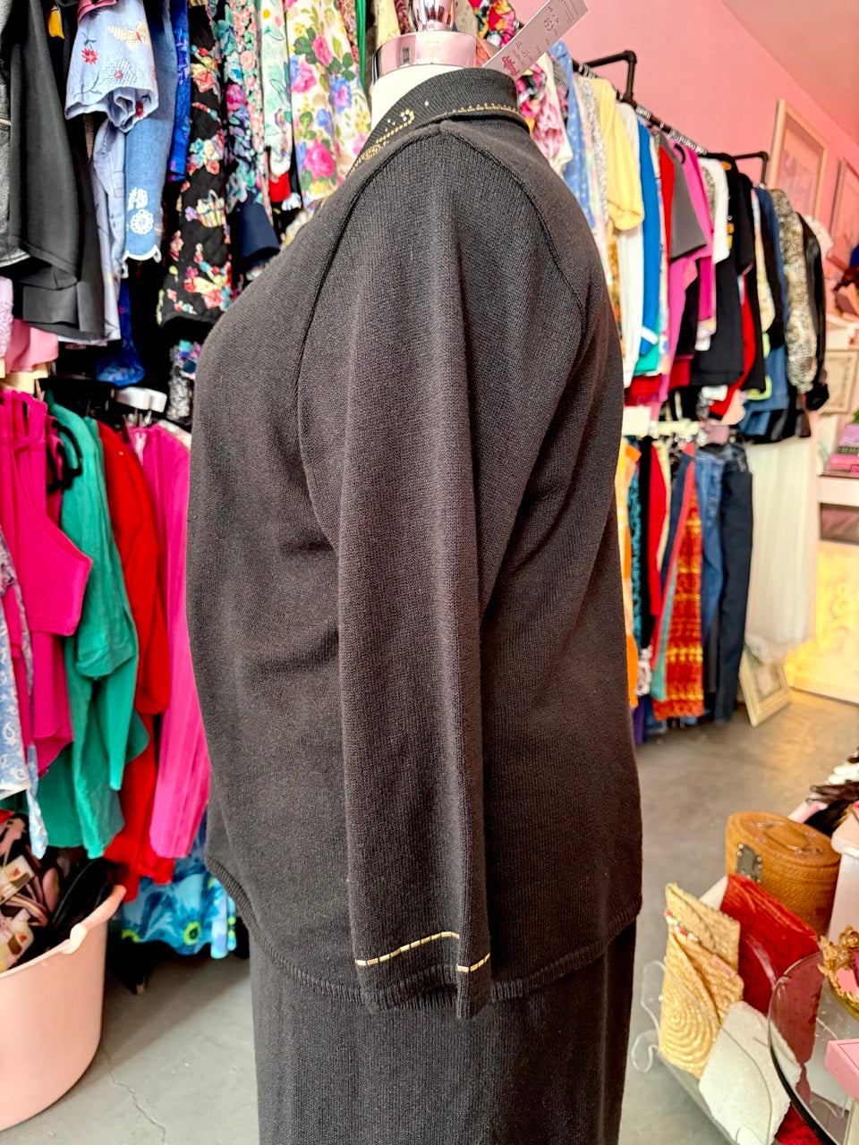 80s Golden Roses Knit Sweater Set - Size 3X