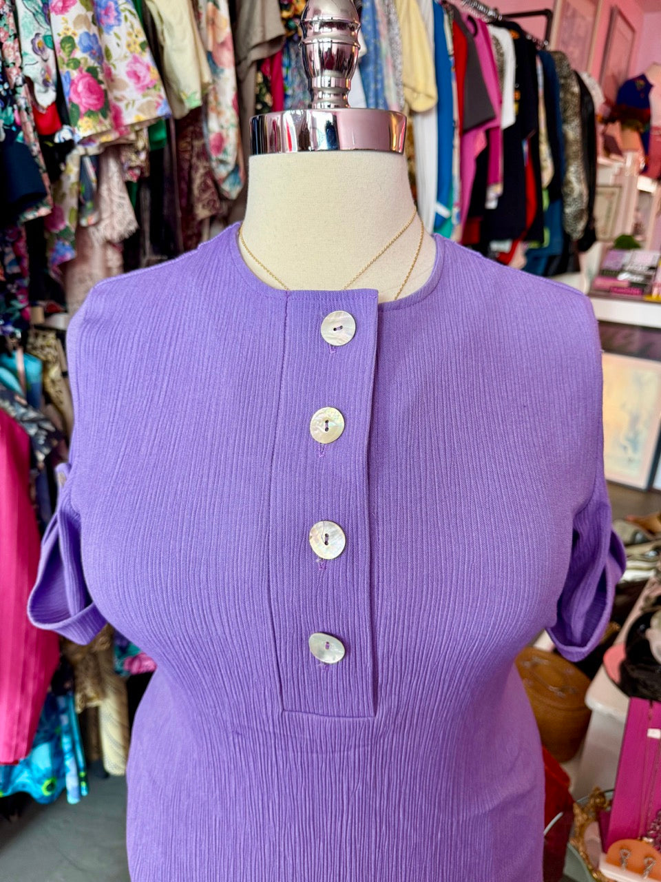 90s Little Lavender Dress - Size 2X