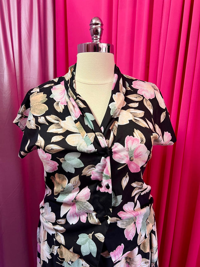 80s Floral Two Piece Skirt Set - Size 16/18 1X/2X