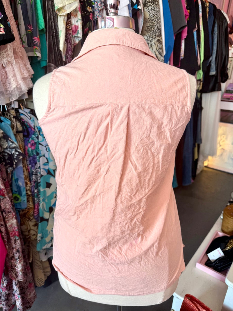 Sparkly Stems Sleeveless Button up - 14/16 1X