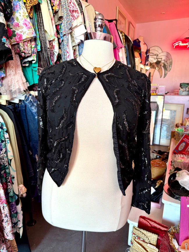 80s Sequin Squiggle Jacket - Size 12 XL