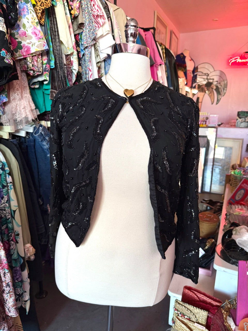 80s Sequin Squiggle Jacket - Size 12 XL