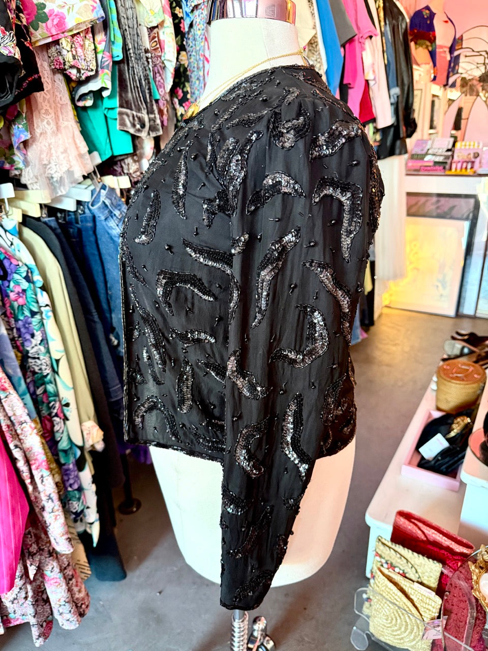 80s Sequin Squiggle Jacket - Size 12 XL