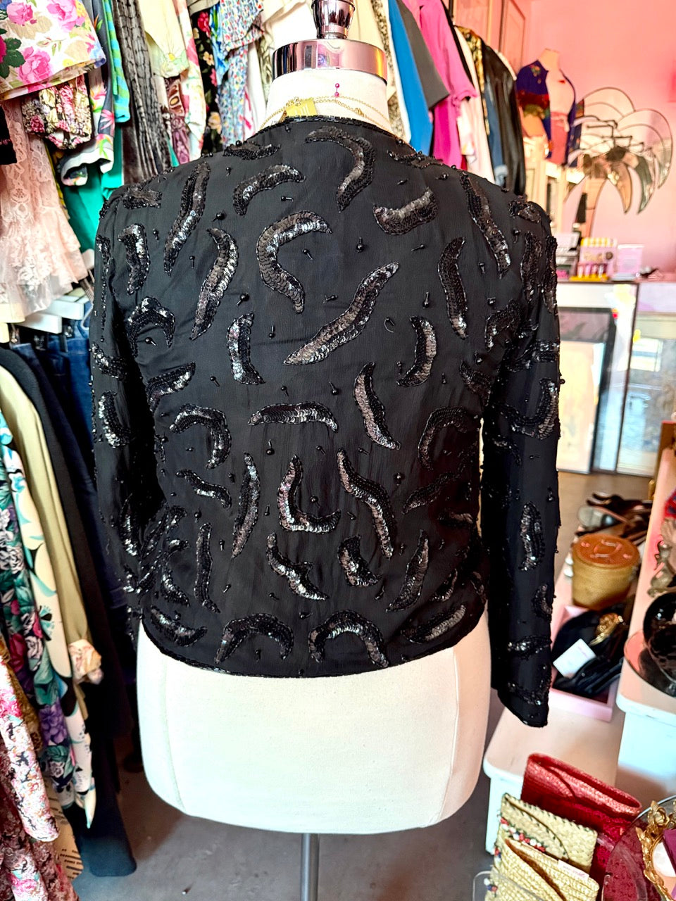 80s Sequin Squiggle Jacket - Size 12 XL