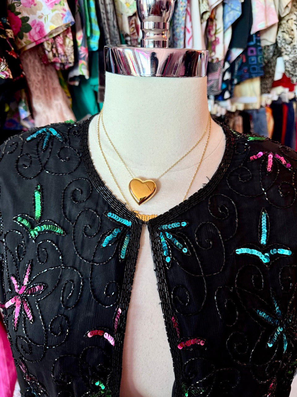 80s Shine Bright Sequin and Beads Jacket - Size 12 XL