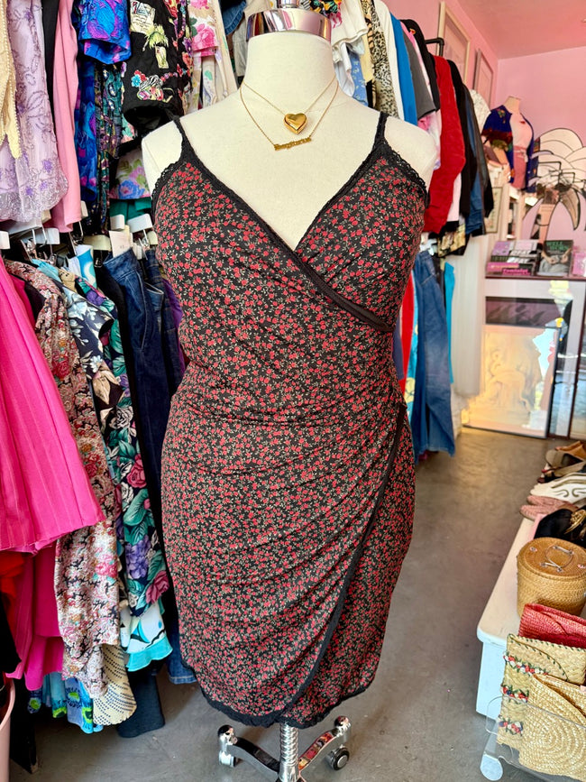 2000s Betsey Vibes Rose Faux Wrap Dress - Size 14-18
