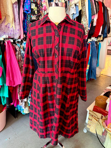 100% Cotton Tartan Jumper Dress - 2X