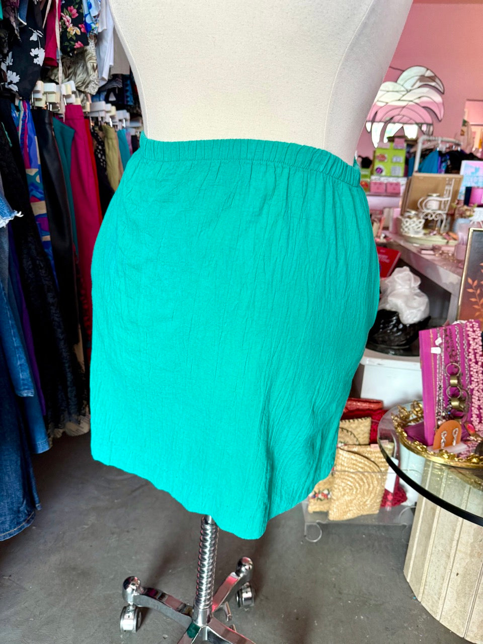 80s Teal Cotton Skirt Set - Size 16 1X