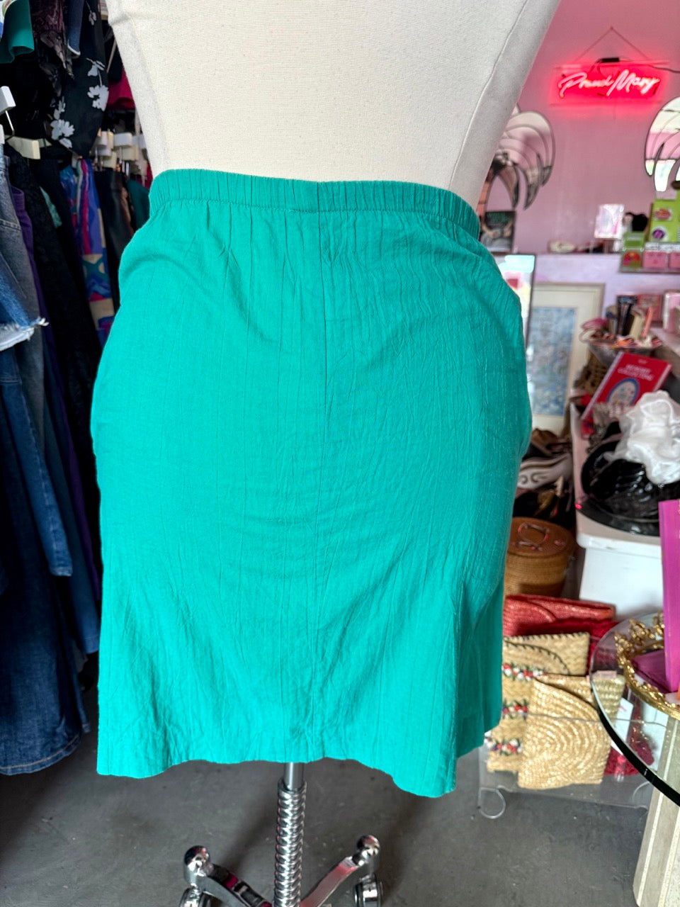 80s Teal Cotton Skirt Set - Size 16 1X
