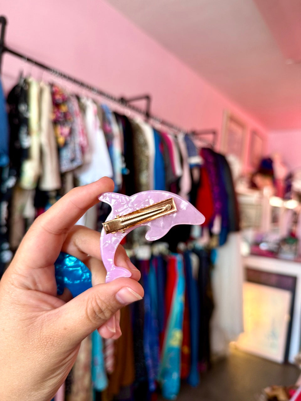 Marbled Acrylic Dolphin Clips