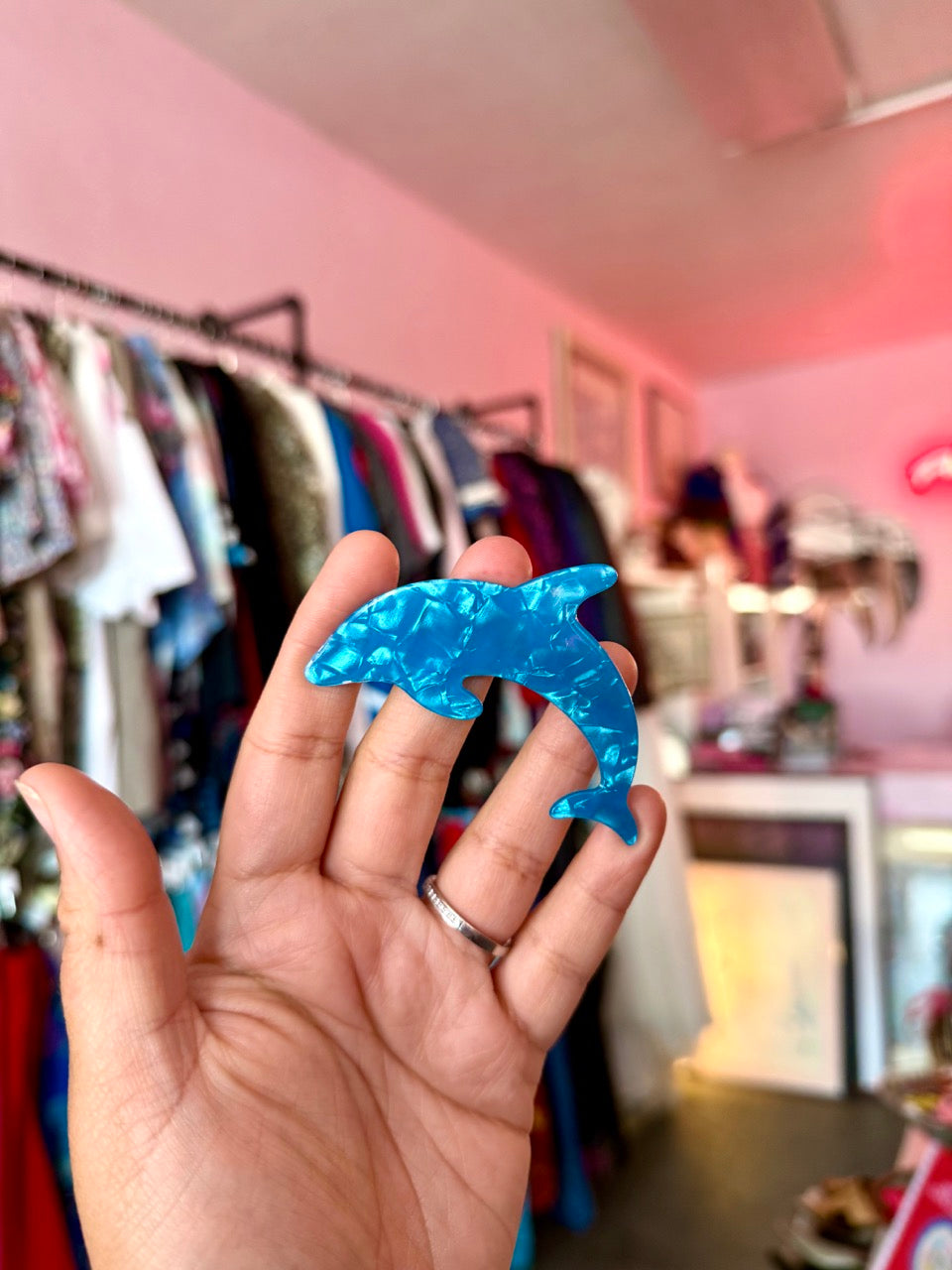 Marbled Acrylic Dolphin Clips