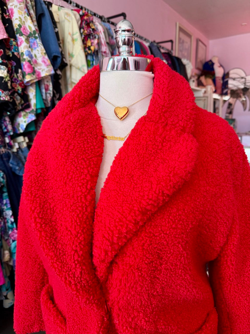 ELVI Red Teddy Coat - Size 18/20