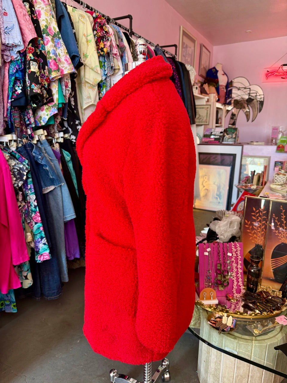 ELVI Red Teddy Coat - Size 18/20