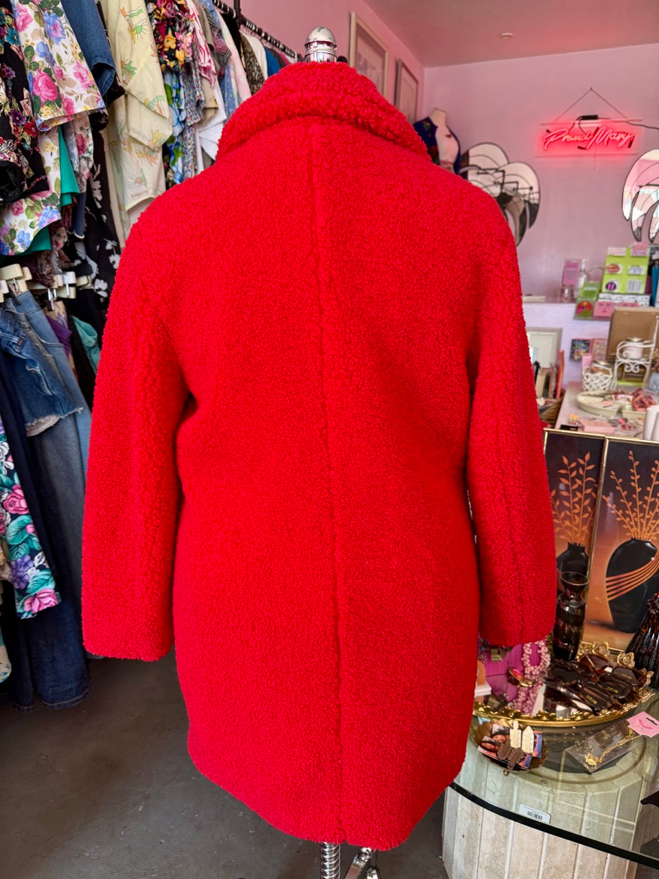 ELVI Red Teddy Coat - Size 18/20