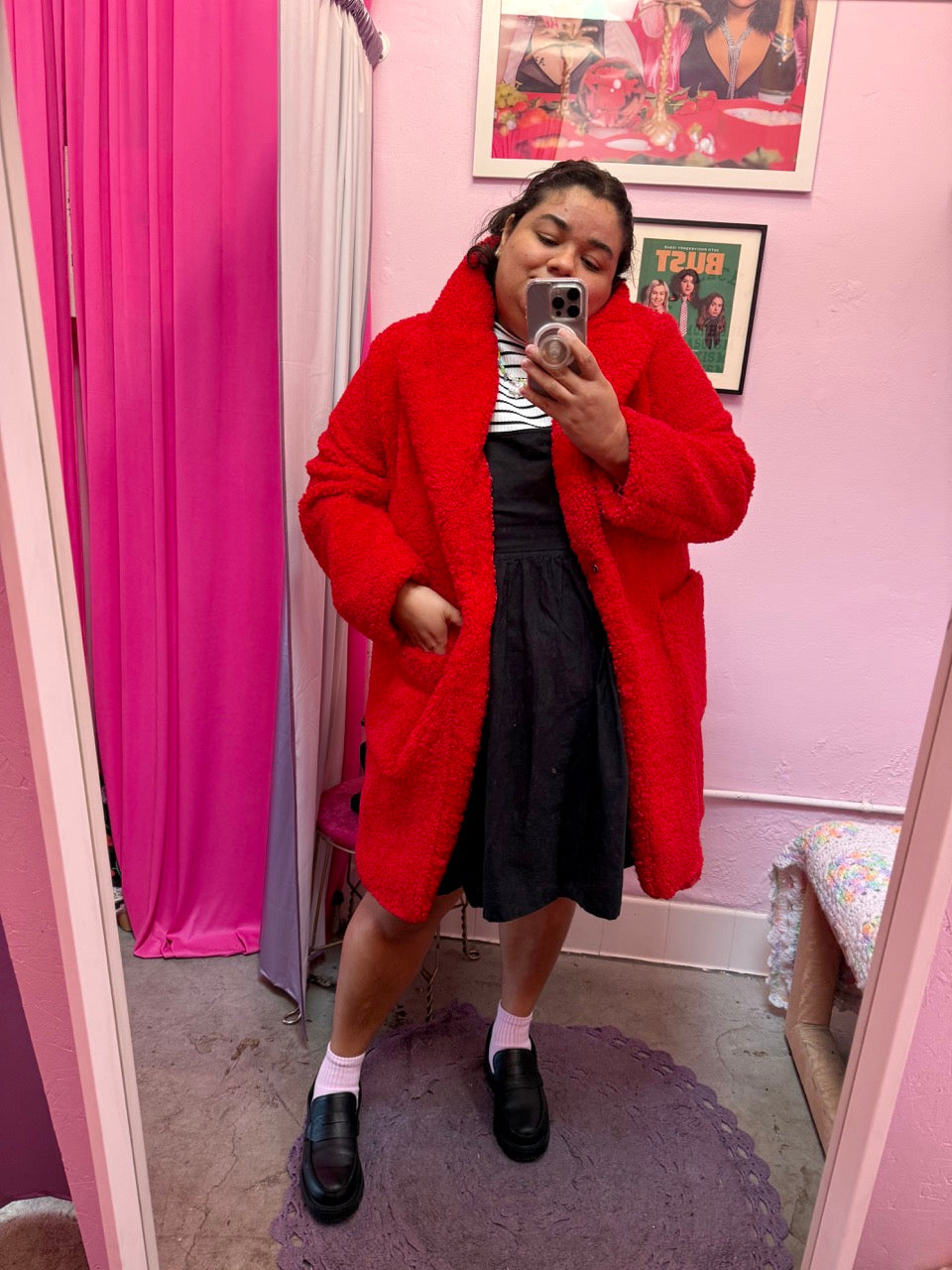 ELVI Red Teddy Coat - Size 18/20