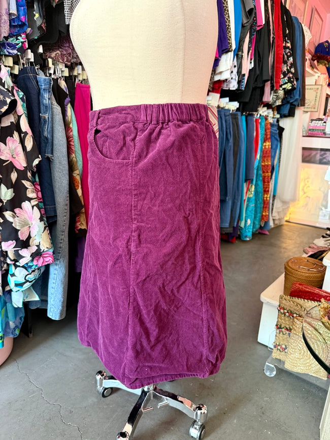 Cozy Cords Purple Corduroy Midi Skirt - Size 2X-4X