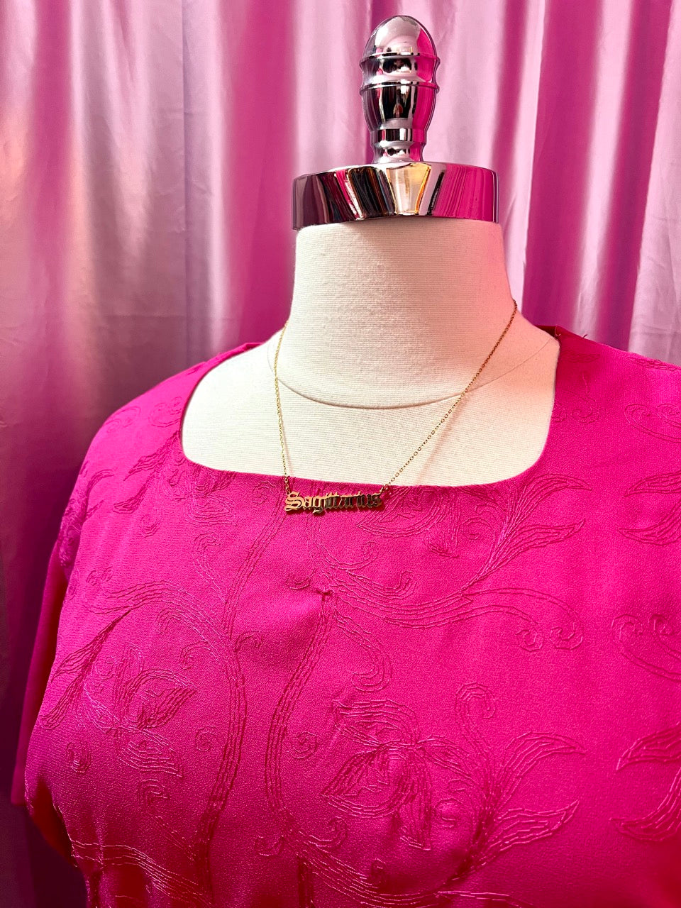 80 Fuschia Pleated Drop Waist Dress - Size 16/18 1X/2X