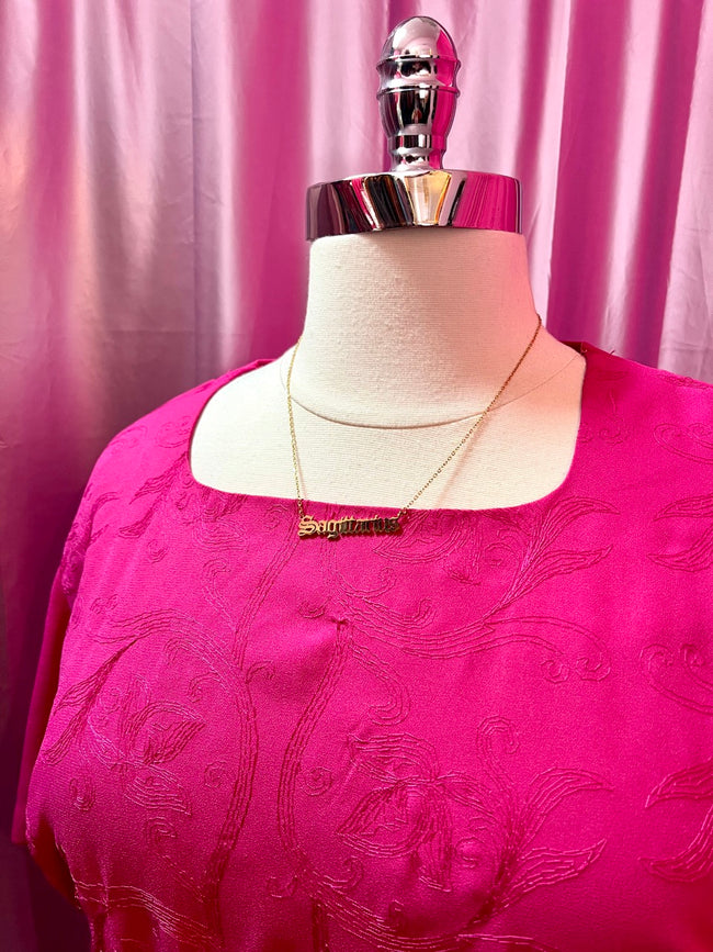 80 Fuschia Pleated Drop Waist Dress - Size 16/18 1X/2X